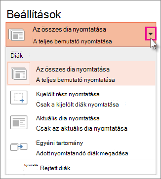 Nyomtatási beállítások