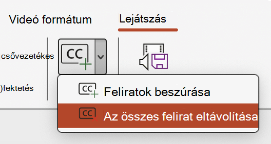 Képernyőkép egy videó összes feliratának eltávolításáról a PowerPointban.