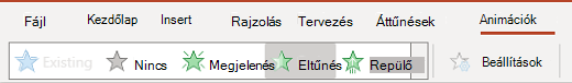 Az animációk ablaktáblája a Webes PowerPoint-ban.