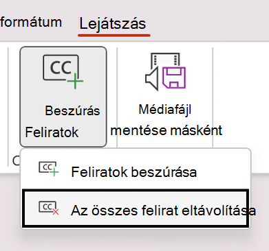 Képernyőkép egy videó összes feliratának eltávolításáról a PowerPointban.