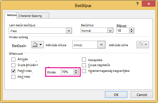 A Betűtípus párbeszédpanel a PowerPointban