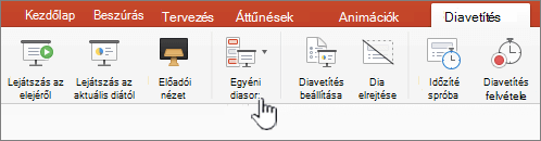 Egyéni diasor lejátszása gomb
