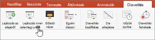 Lejátszás az aktuális diától gomb