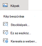 A menüszalag Beszúrás lapján válassza a Képek gombot, majd a menüben válassza ki a kívánt képet.