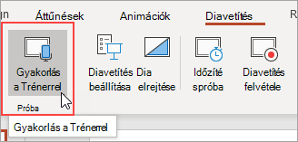Gyakorlás a Trénerrel kiválasztása.