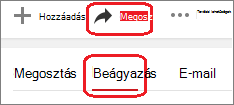 Kattintson a Megosztás, majd a Beágyazás lehetőségre