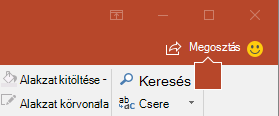 A Megosztás gomb a PowerPoint 2016 menüszalagján