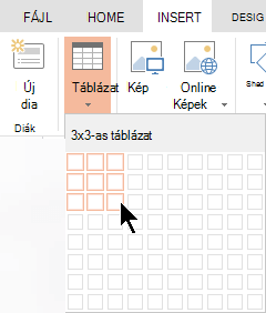 A Beszúrás lapon válassza a Táblázat gombot.
