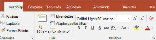 A szövegkiemelő a PowerPoint menüszalagján