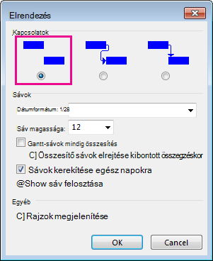 Az Elrendezés párbeszédpanel