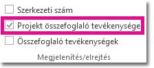 A projekt-összefoglaló tevékenység megjelenítése