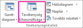 A Tevékenység kihasználtsága gomb a Nézet lapon