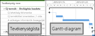 Project Center showing a list of tasks and a Gantt chart