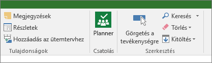 A Planner gomb képe a menüszalag Tevékenység lapján