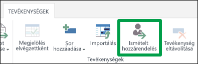 Az Újrarendelés parancs a Feladatok lapon