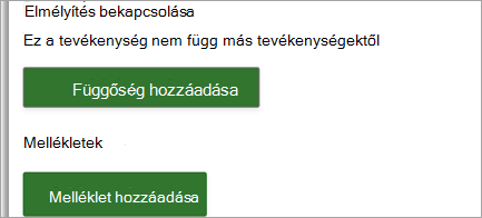 Hivatkozások és fájlok csatolása a projekttevékenységekhez