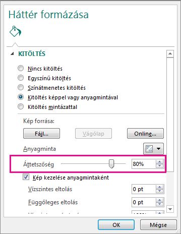 Format Background Transpency Slider