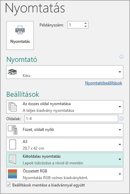 Nyomtatóbeállítások