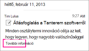 Összecsukott írás, amelyhez megjelent a További információ lehetőség