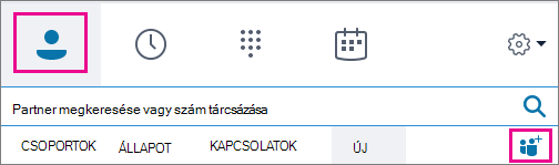 Válassza a Partnerek > lehetőséget, Névjegyek hozzáadása ikon.