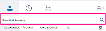 Ha a Skype Vállalati verzió keresőmezője üres, a következő lapok érhetők el: Csoportok, Állapot, Kapcsolatok és Új.