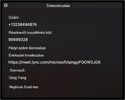 Felhasználók meghívása értekezletre e-mailben