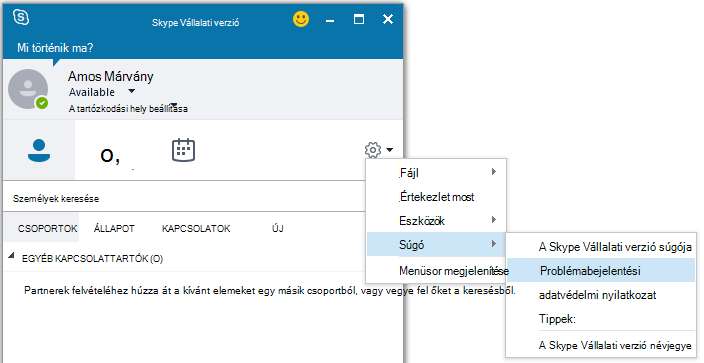 Válassza a Probléma jelentése lehetőséget