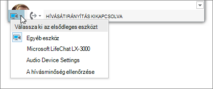Képernyőkép az Elsődleges eszköz kiválasztása menüről.