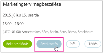 Meeting details with Edit button highlighted