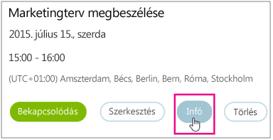 Meeting details with Info button highlighted
