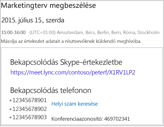 Sample screen showing meeting details