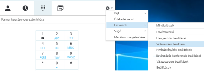 Videoeszköz beállításai