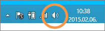 A tálcán látható Windows-hangszóróikon kiemelve