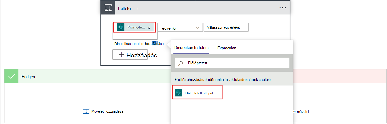 képernyőkép az előléptetett webhelyek kiválasztásáról