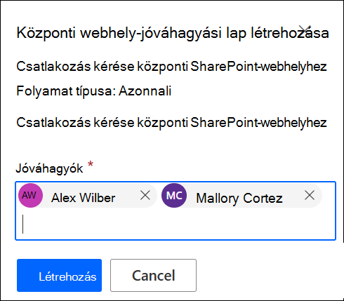 képernyőkép a jóváhagyók hozzáadásáról