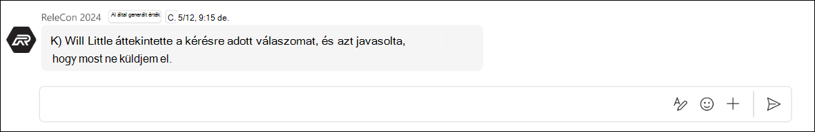 képernyőkép arról, hogy a válasz nem küldhető el