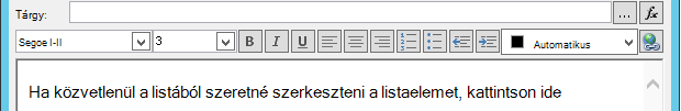 . változó E-mail üzenetek definiálása képernyő a változó beszúrása után
