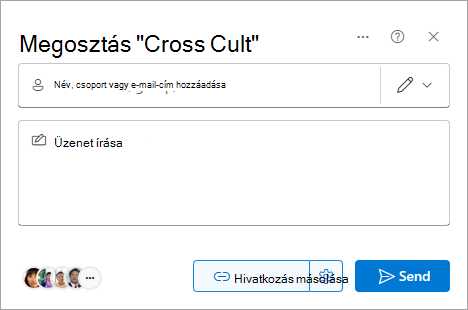 A Megosztás párbeszédpanel a SharePointban.