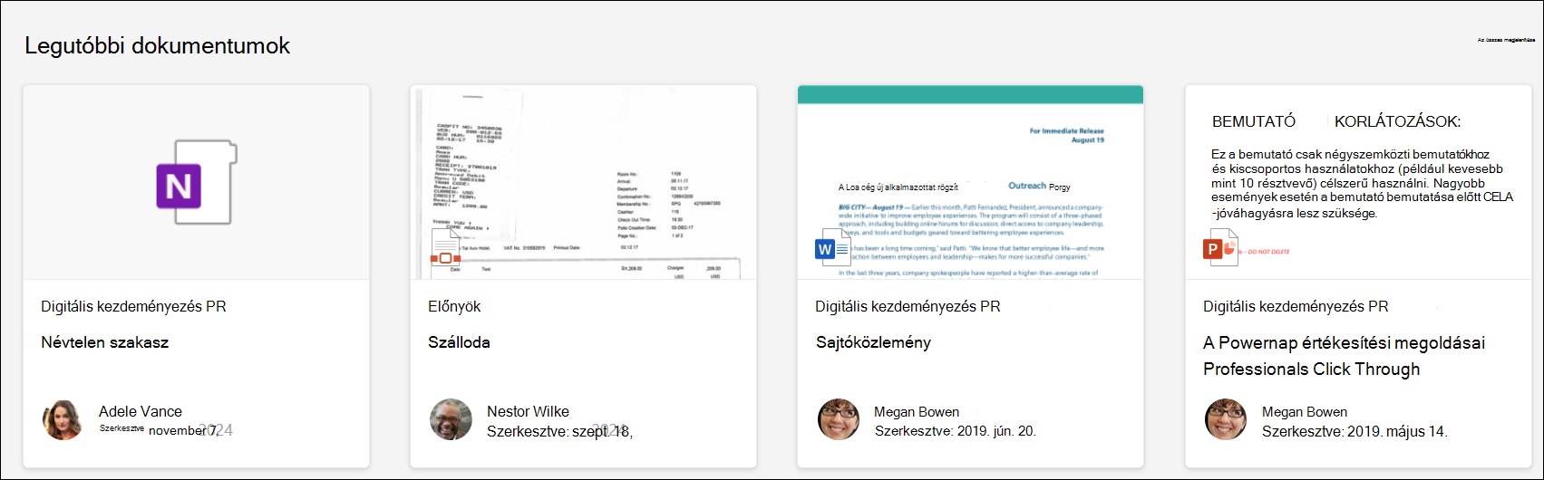 Központi webhely kiemelt kijelző