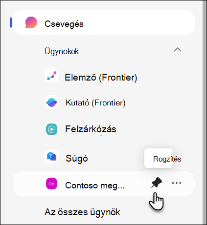 Ügynök rögzítésének képernyőképe