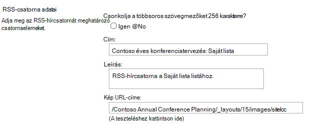 RSS-csatorna adatai
