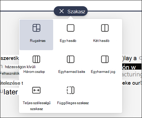 Új szakasz eszközkészlet rugalmas szakasszal