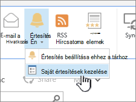 Kiemelt Értesítés kezelése gomb a SharePoint 2016-ban