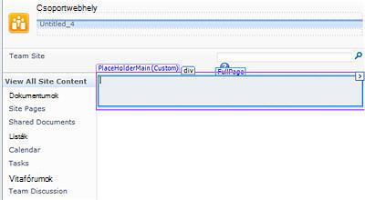 Lapok felvétele a SharePoint Designer 2010 alkalmazásba