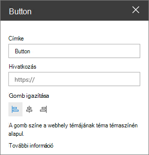 Gomb kijelző tulajdonságpanelje