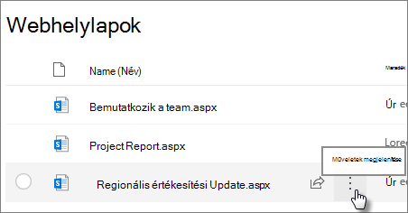 A Lapok tár három ponttal a kijelölt fájl mellett.