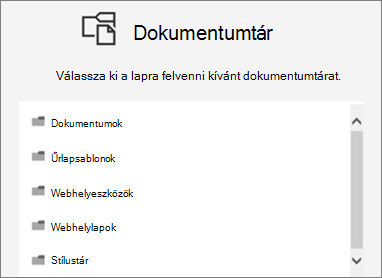 Egy lapra helyezendő dokumentumtár kiválasztása