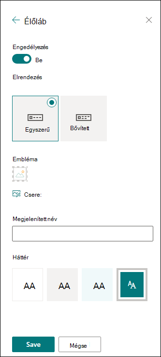 SharePoint-webhely lábléce
