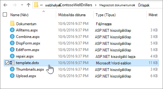 A sablonok tárolására szolgáló űrlapmappa