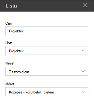 Lista kijelző beállításai